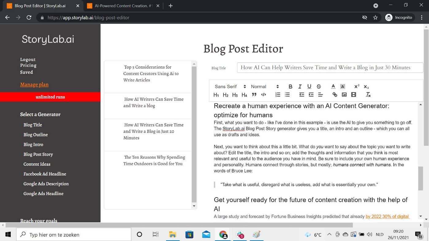 how to write article with help of ai fast
