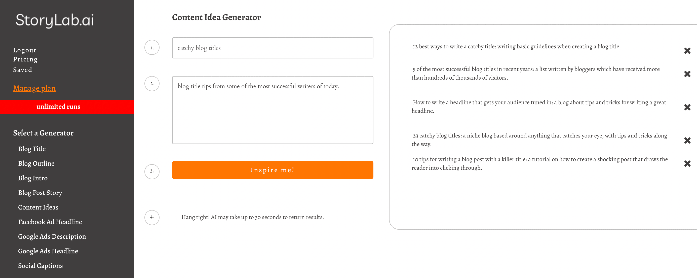 example of content idea generator