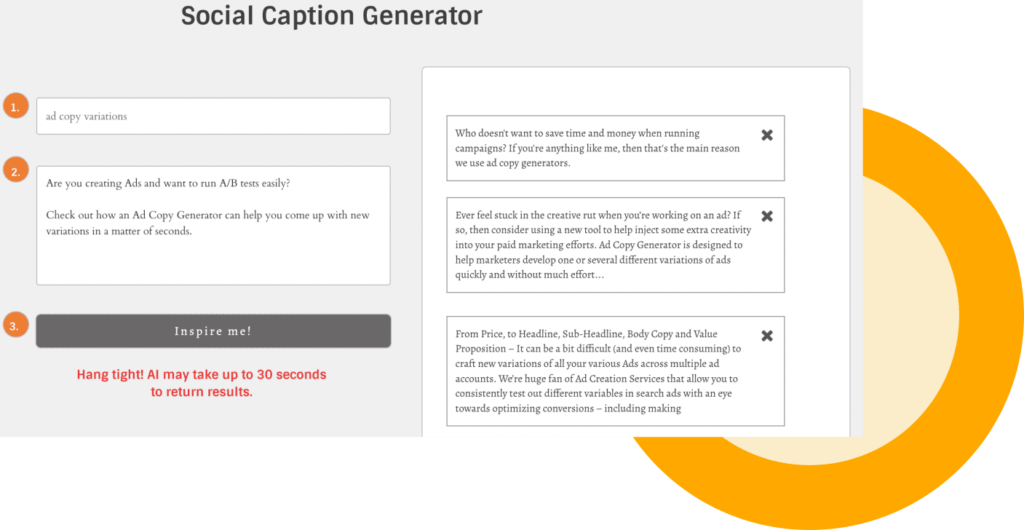 social media captions with generator