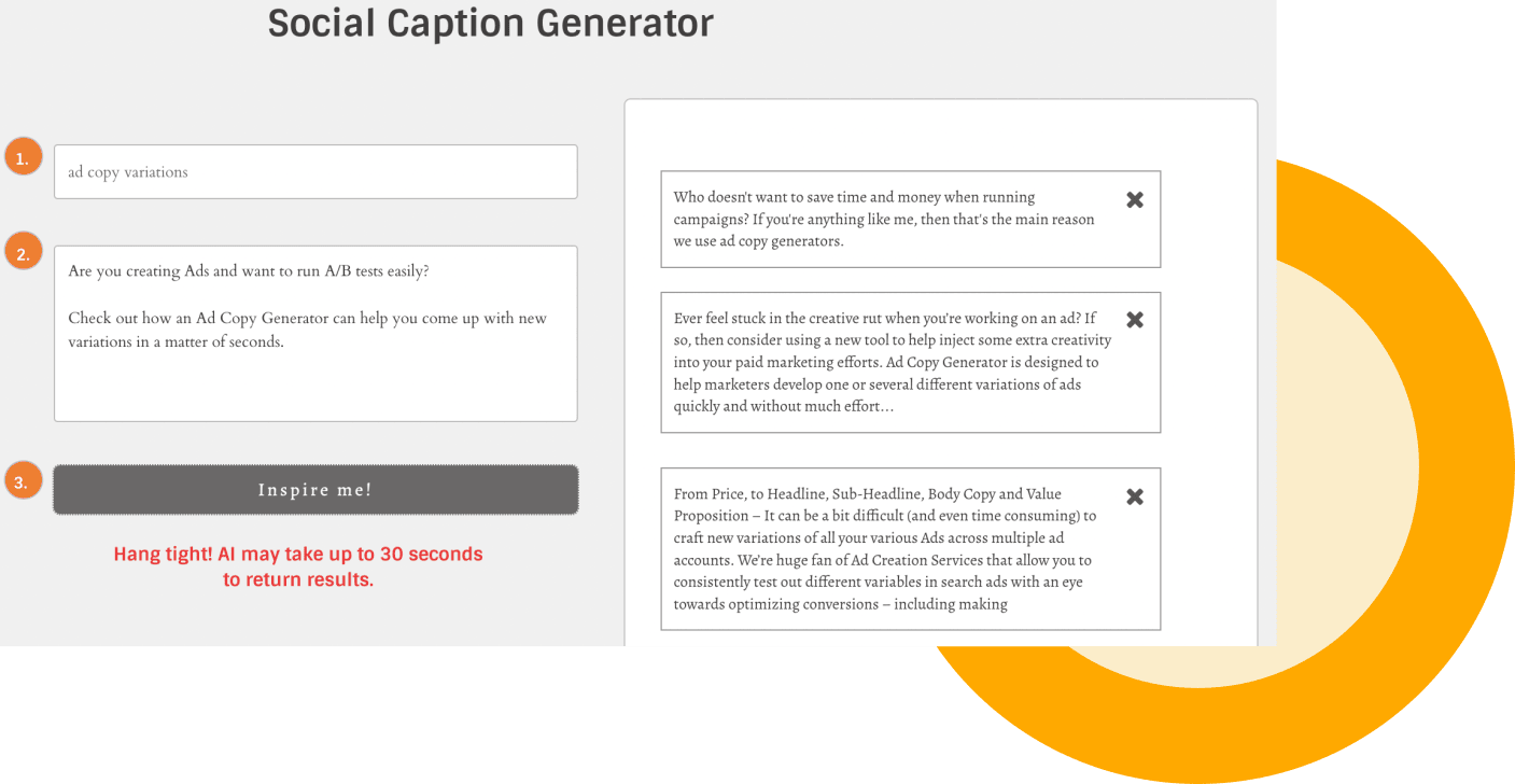 example ai marketing copy generator