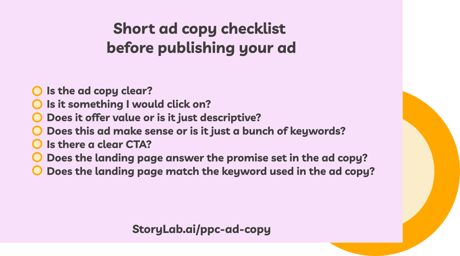 ppc ad copy checklist