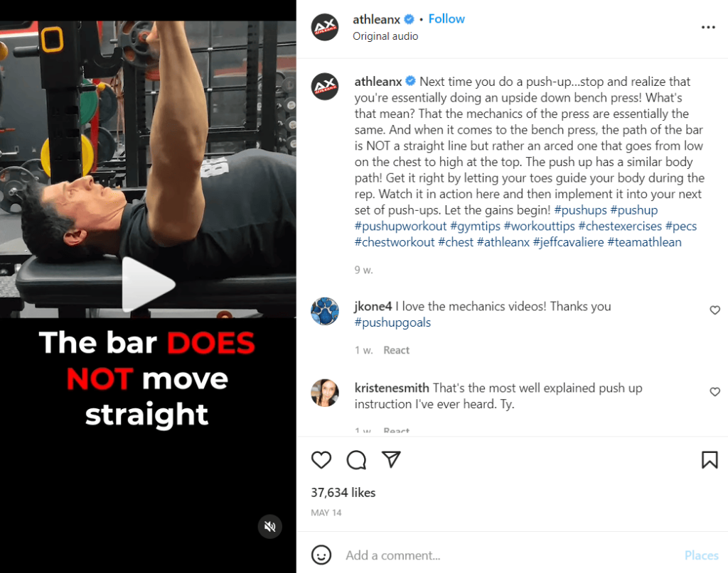 Instagram post example - Fitness - AthleanX