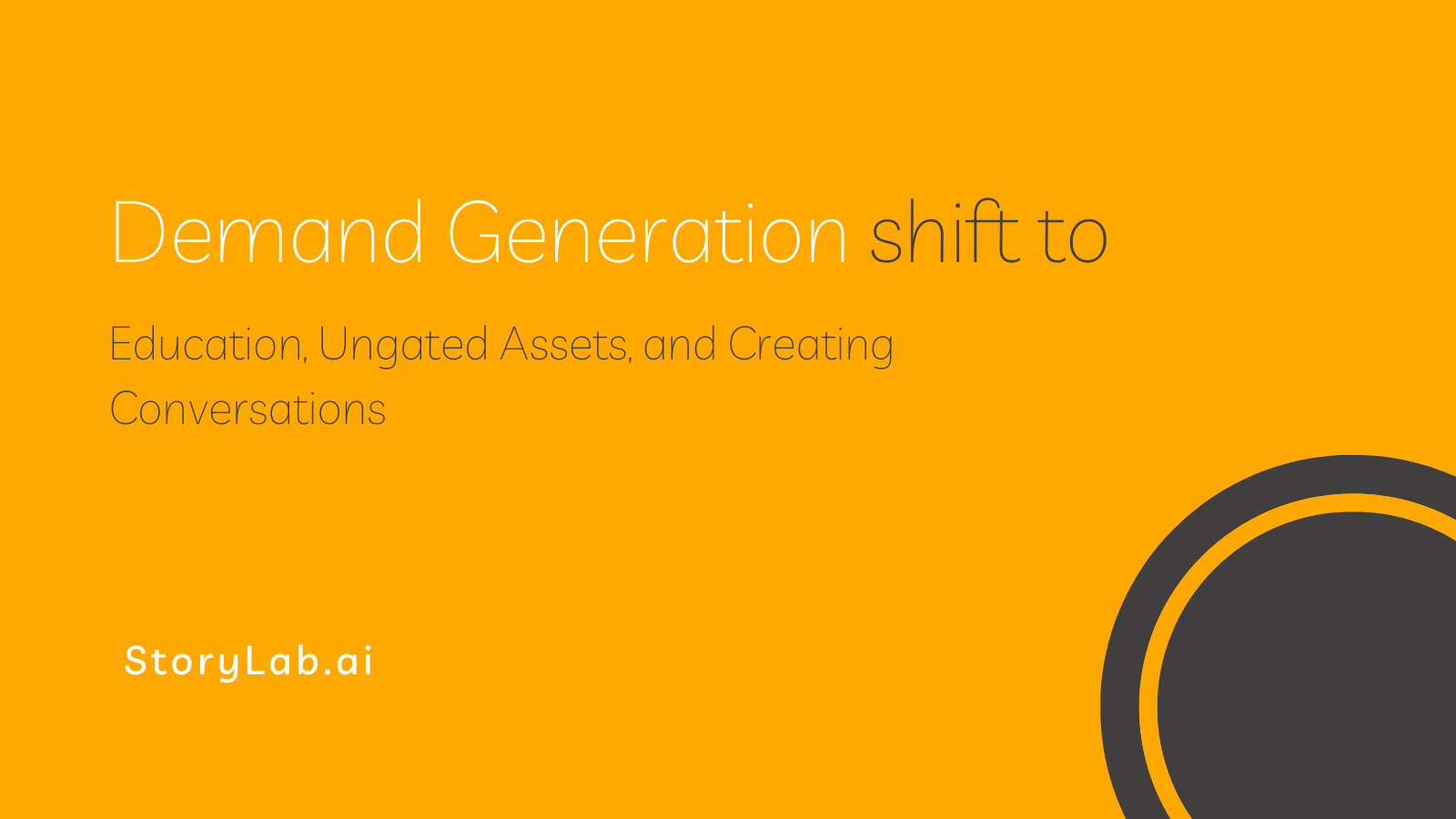 Demand Generation shift to Education, Ungated Assets, and Creating Conversations