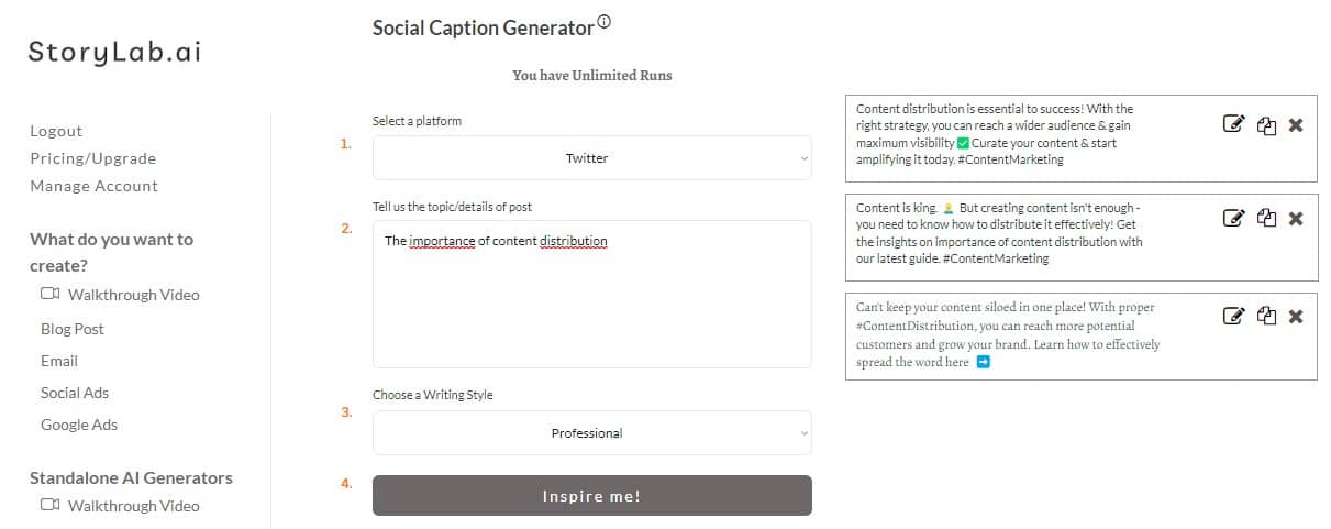 AI helpt contentdistributiestrategie - Tweet Generator Voorbeeld