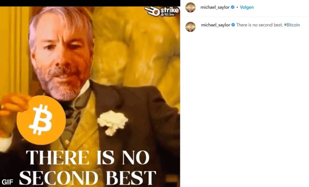 Ejemplos de publicaciones criptográficas de Instagram Michael Saylor
