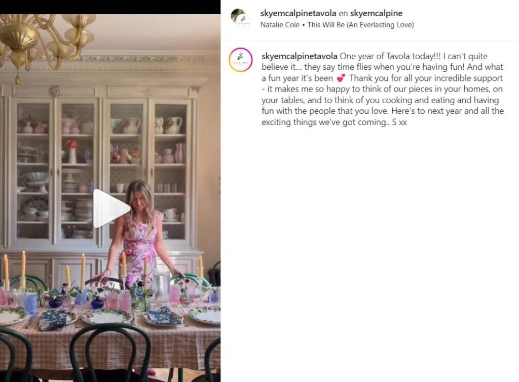 Esempi di post su Instagram di cibo Skye McAlpine