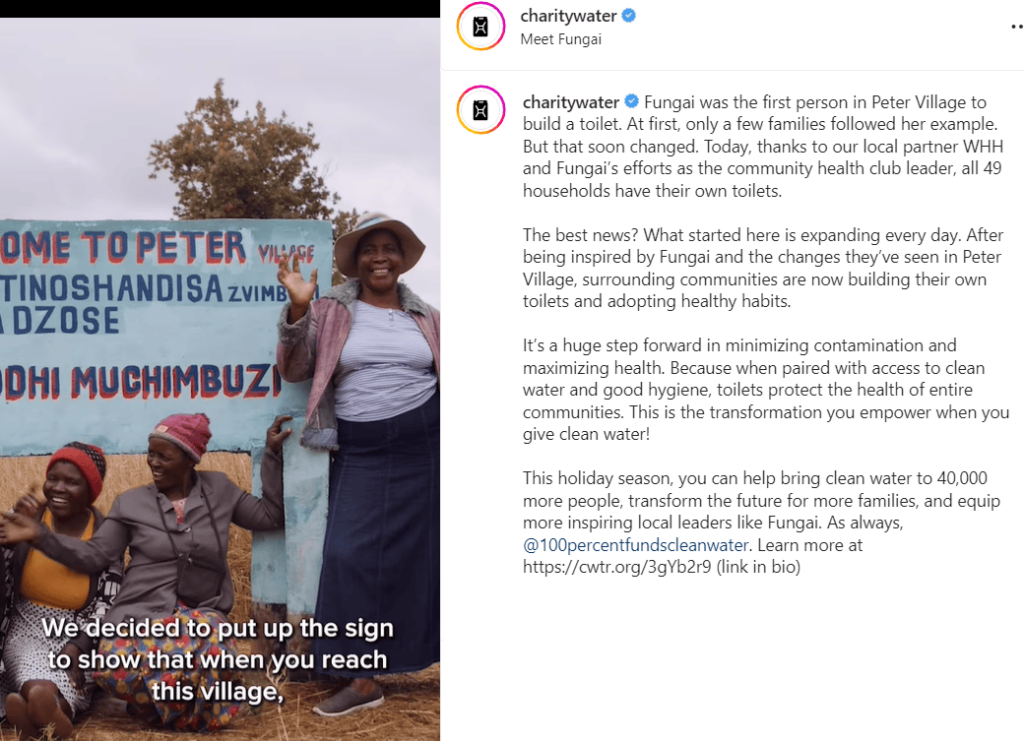 Voorbeelden van non-profit Instagram-posts - Charity Water