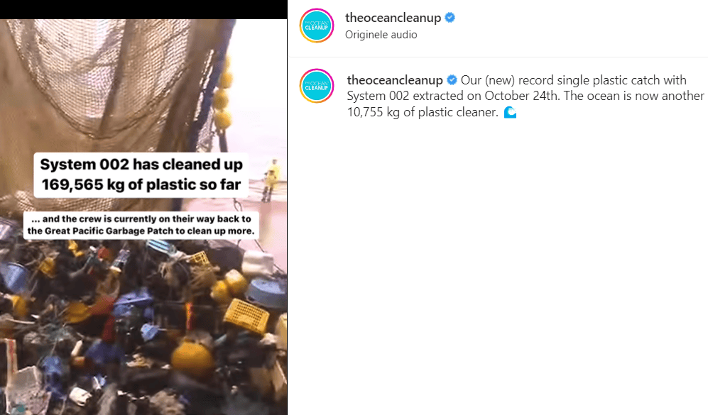 Ejemplos de publicaciones de Instagram sin fines de lucro - The Ocean Cleanup