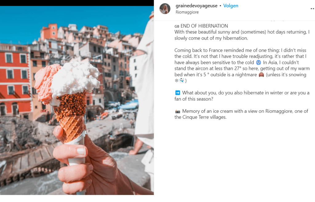 Exemples de publications Instagram de voyage - Utilisation de Grainede Voyage