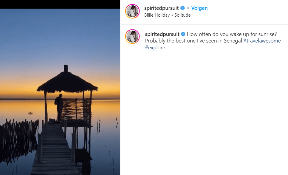 Exemplos de postagens de viagens no Instagram - perseguição espirituosa