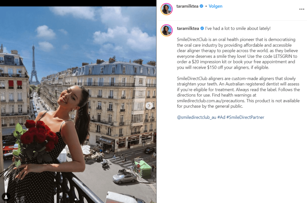 Ejemplos de publicaciones de viajes en Instagram - Tara Milk Tea