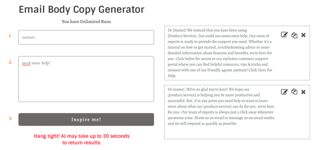 Nurture Email Example Created with AI Email Copy Generator