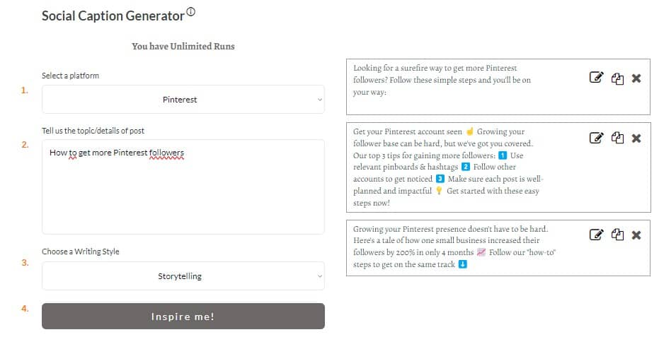 AI Pinterest Description Generator Example Outputs