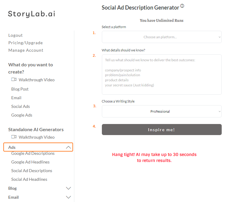 Select AI Ad Copy Generator