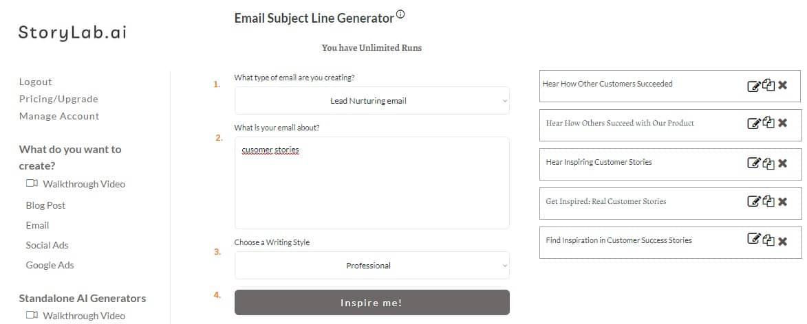 Lead Nurturing Email Subject Line Examples - AI Email Subject Line Generator Example