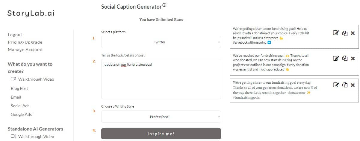 Nonprofit Social Media Content Ideas - AI Tweet Generator Example