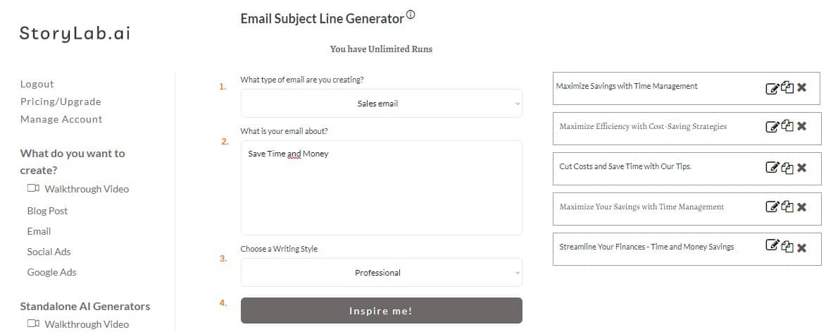 Sales Email Subject Line Examples - AI Email Subject Line Generator Example