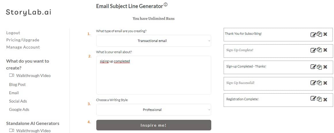 Transactional Email Subject Line Examples - AI Email Subject Line Generator Example