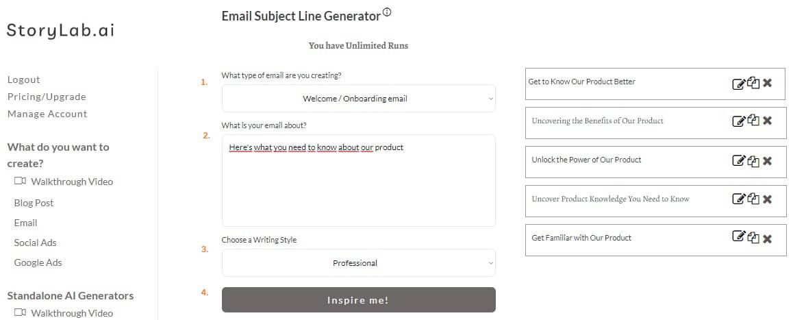 Welcome Email Subject Line Examples - AI Email Subject Line Generator Example