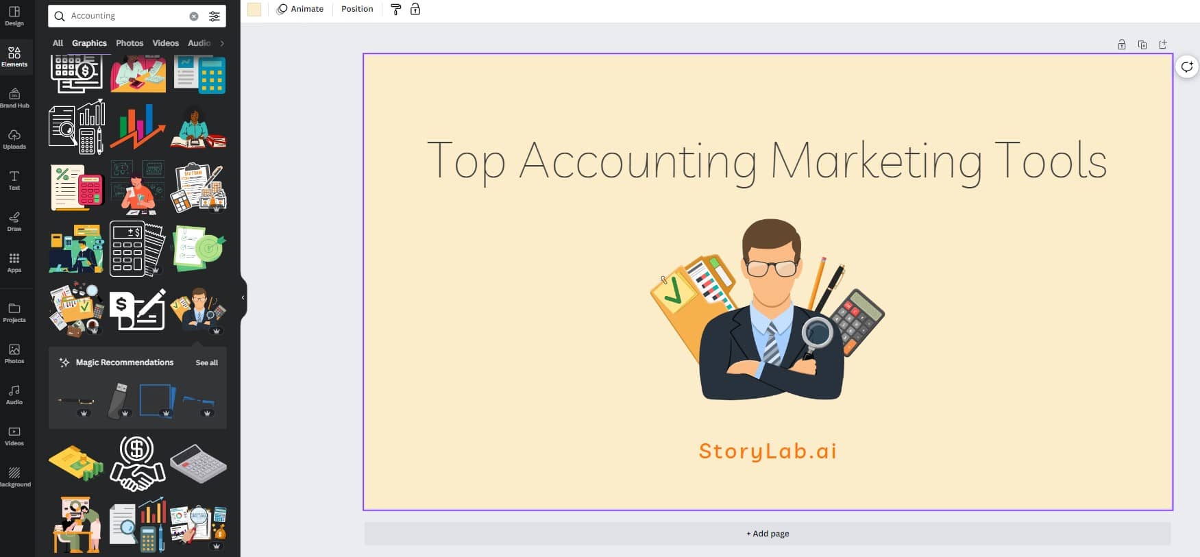 Accounting Digital Marketing Tools - Canva Example
