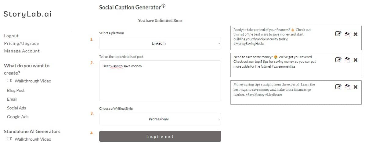 Accounting LinkedIn Content-Ideas AI LinkedIn Caption Generator Example