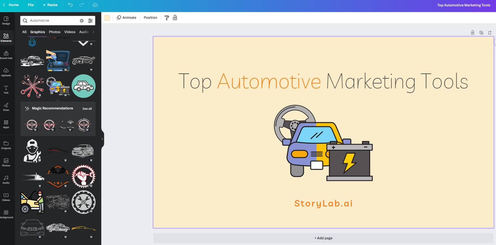 Automotive Digital Marketing Tools - Canva Example