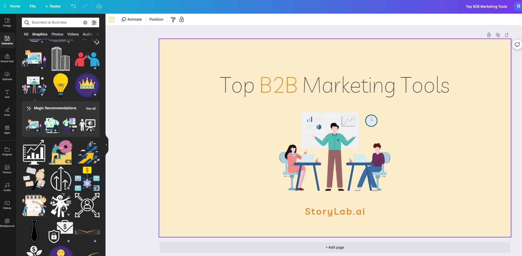 Outils de marketing numérique B2B - Canva Exemple