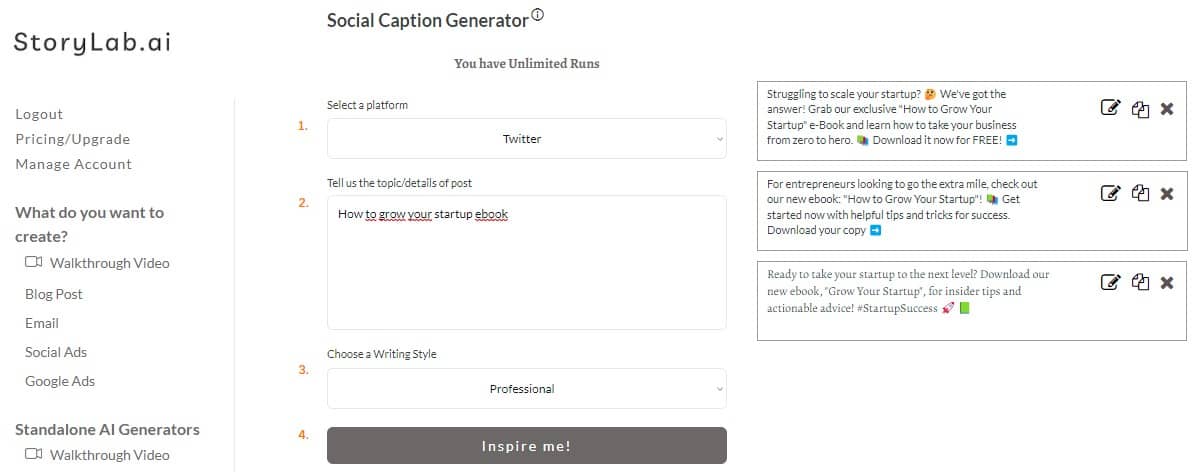 Benefits AI Tweet Generator for Startups - Tweet Generator Example