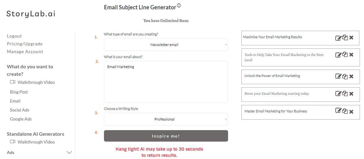 Promouvoir un ebook avec un e-mail - Générateur de ligne d'objet d'e-mail AI