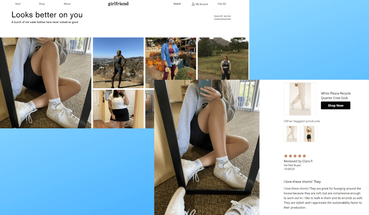 Girlfriend brands UGC section example Girlfriend brands UGC section example