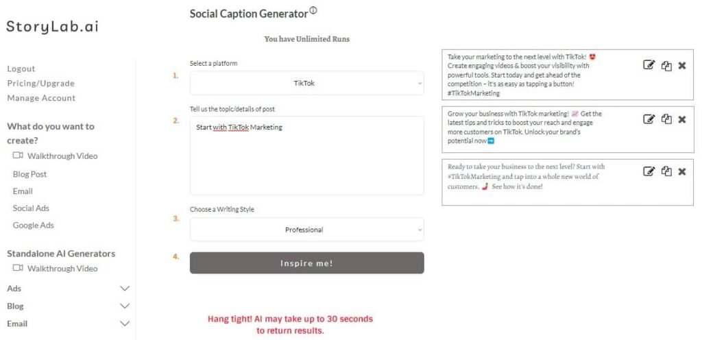 AI TikTok Caption Generator Example