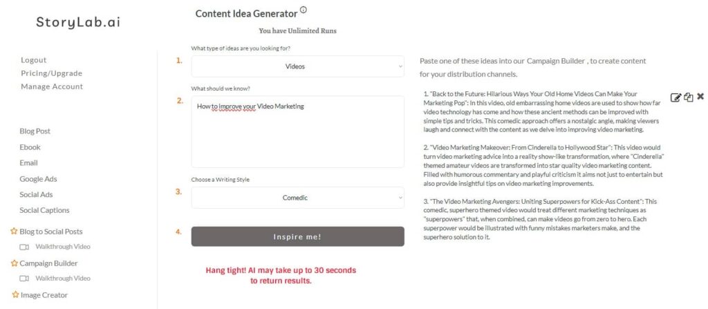 AI YouTube Video Idea Generator Output Examples for Video Script