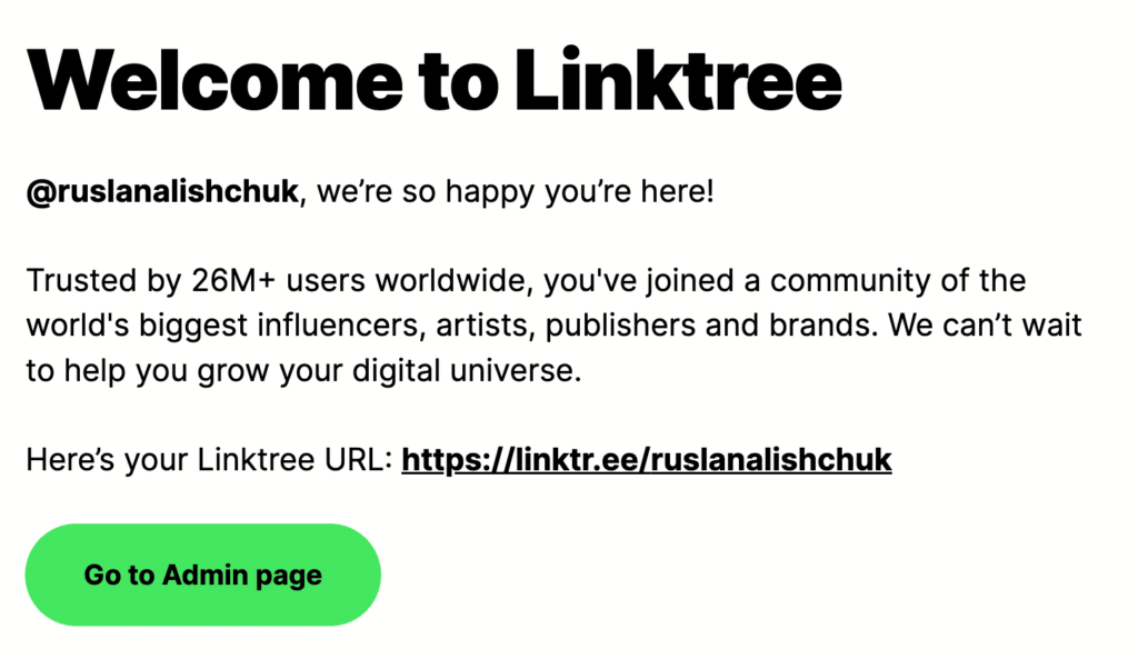 Linktree using AI for Email Marketing Example