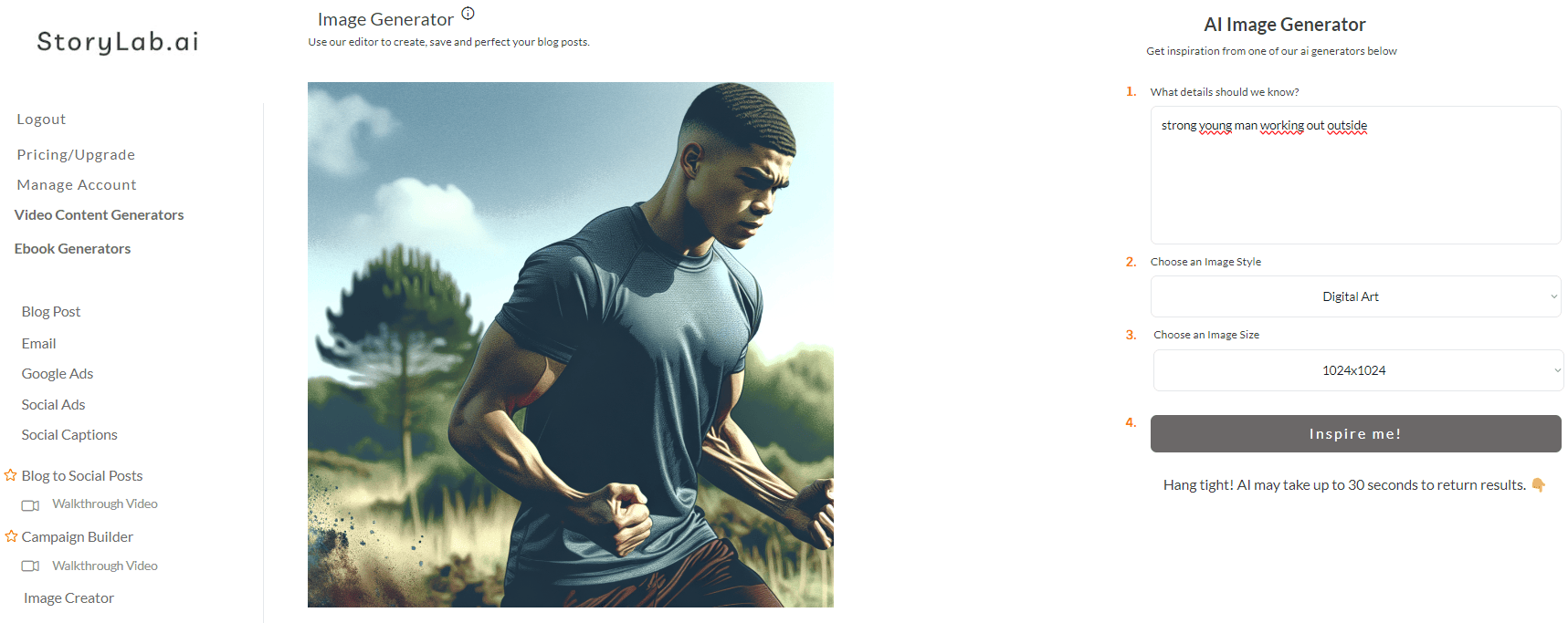 Fitness AI Art Examples strong young man working out outside