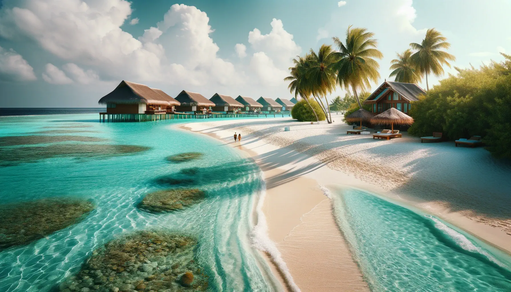 Travel AI Art Examples picturesque beach in the Maldives