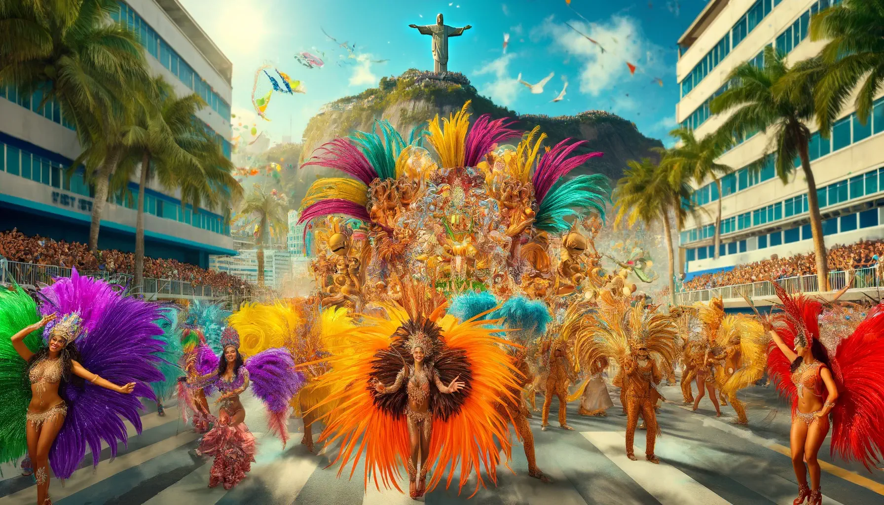 Travel AI Art Examples vibrant, colorful carnival in Rio de Janeiro