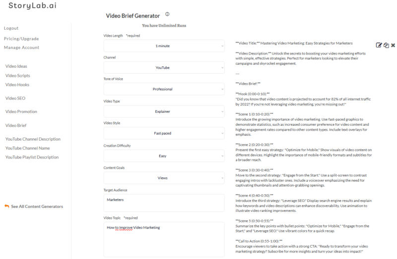 AI Video Brief Generator - Plan Better Videos Faster [Start Free]