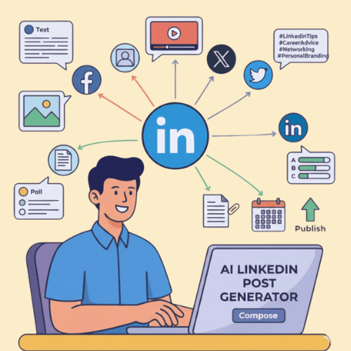 Gerador de posts com IA para LinkedIn: Escreva posts melhores para o LinkedIn rapidamente. Comece agora! Grátis.