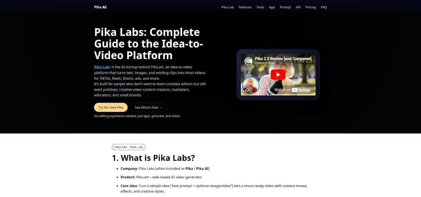 Pika Labs lip-sync workflow interface screenshot for quick-start tutorial