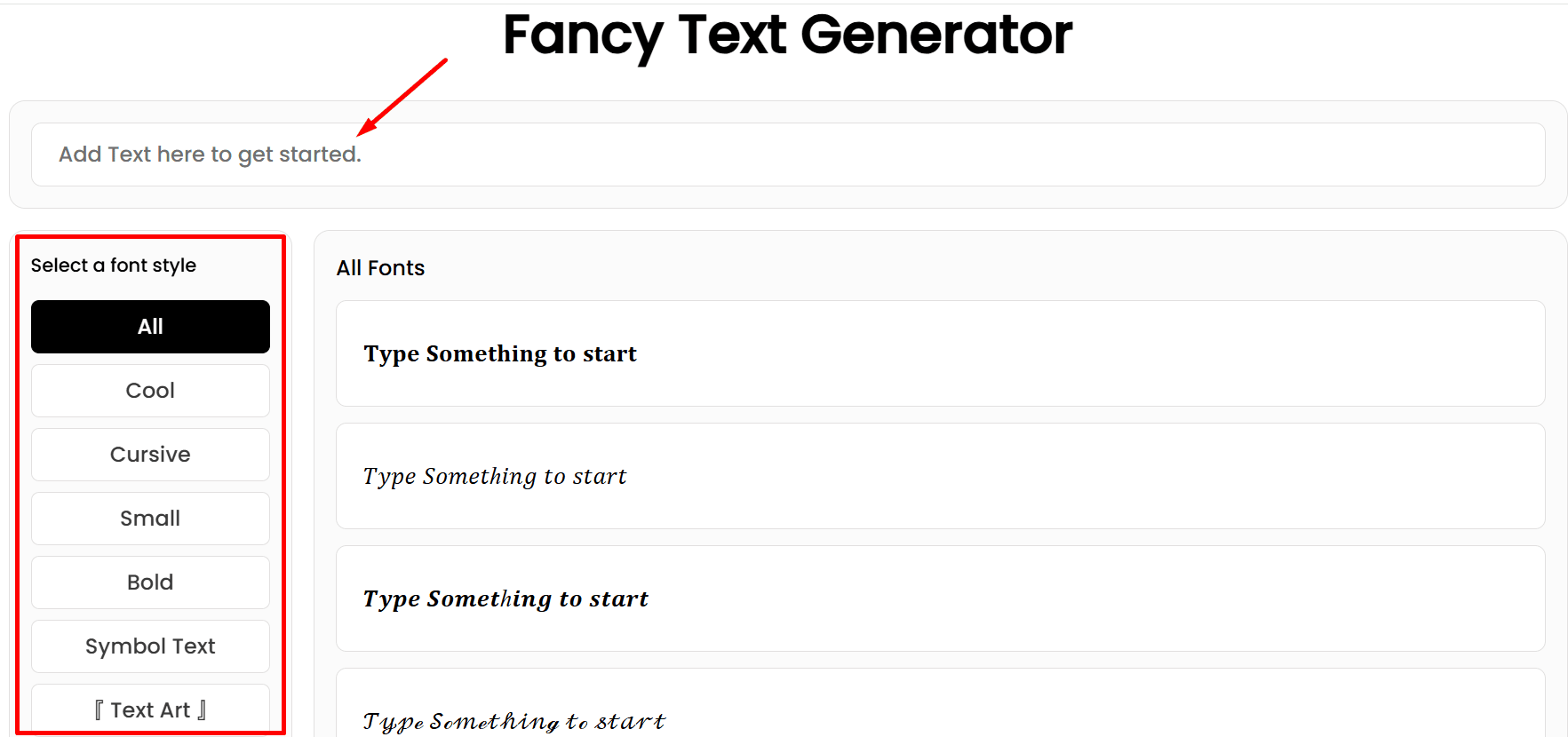 Enter Text and Select Font Style Fancy Text Generator Example Enter Text and Select Font Style Fancy Text Generator Example