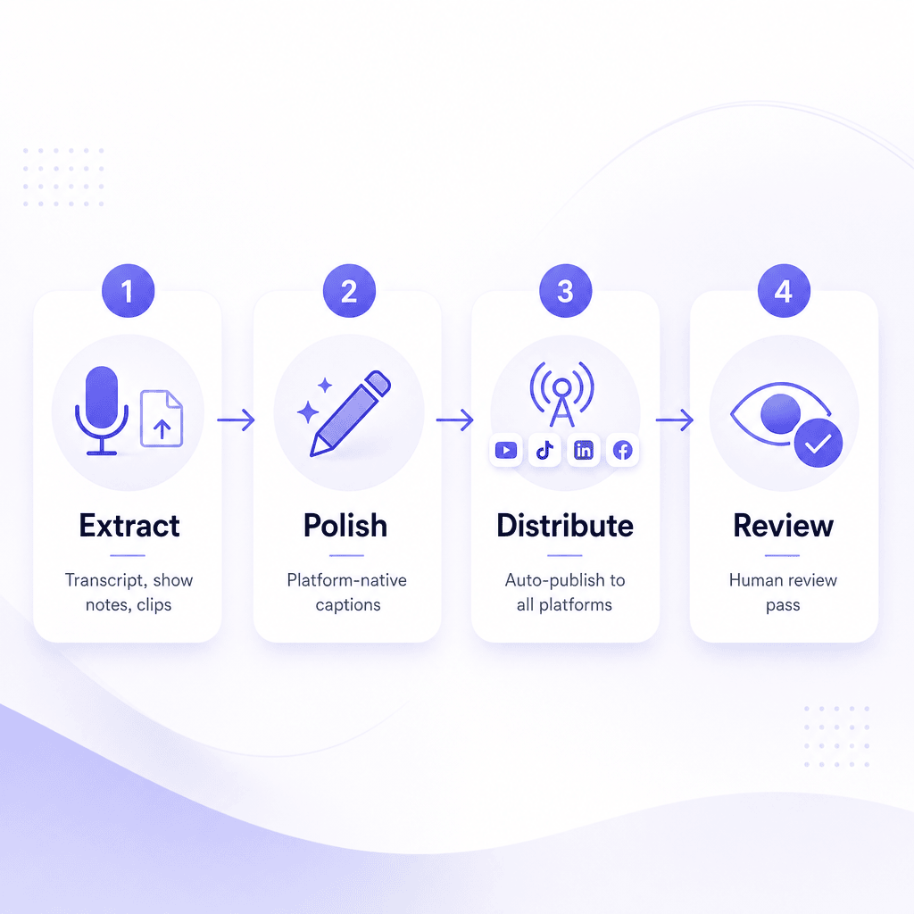 How to Build a Practical Podcast Repurposing Workflow With AI How to Build a Practical Podcast Repurposing Workflow With AI