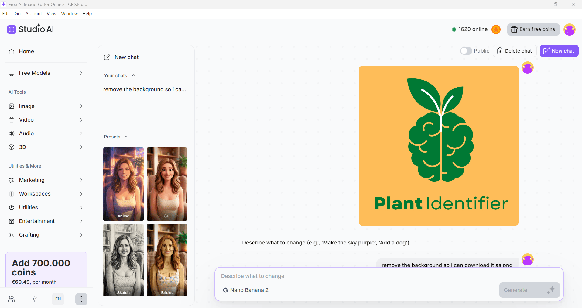 Uploaded Plant Identifier logo inside Studio AI before background removal Uploaded Plant Identifier logo inside Studio AI before background removal